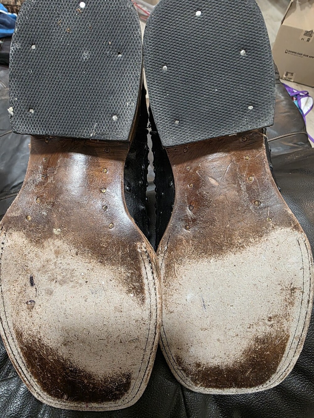 Black Ostrich Embossed Men's Western Boots - Picture 5 of 5